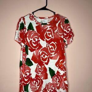 NWT LuLaRoe Olive Red and White Floral Fabric